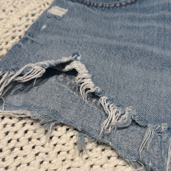Zara Light Blue Distressed Denim Cutoff Shorts - Picture 2 of 8